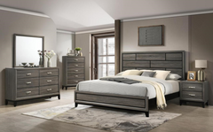 Modern Gray Oak 6-Piece Queen Bedroom Set with Firm Mattress